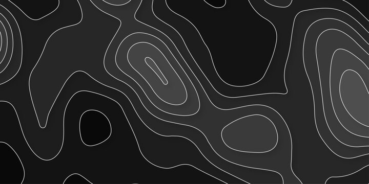 Abstract curve grid map and topo contour map gradient colour background. Topographic contour lines. Topographic canyon geometric map relief texture with curved layers and shadow.