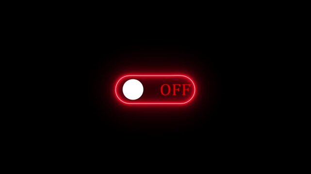 Animated On/Off Slide Switch Button with Red and Blue Toggle Effect on Black Background