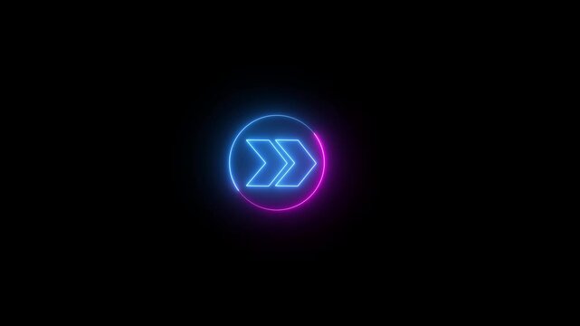 Glowing Neon Arrow Animation on Black Background | Futuristic Direction Icon Loop