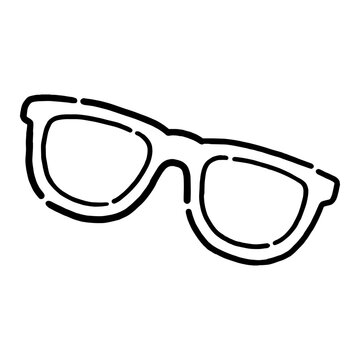illustration d'une paire de lunettes de soleil, inspiration estivale et printani&egrave;re, crayonn&eacute; et contours, fichier vectoriel