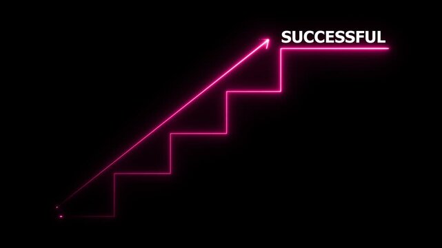 glowing line animation of achieving success step by step.