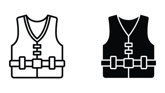 Black and white life vest with adjustable straps