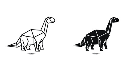 Two geometric style sauropod dinosaurs illustration © Jahidul