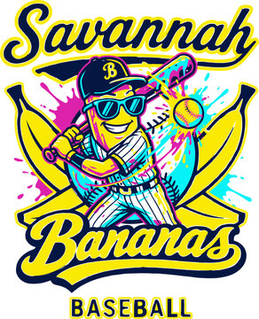 Savannah Bananas Baseball svg, Yellow Banana and Baseball svg, Bananas Baseball svg