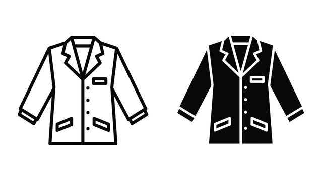 Black and white double-breasted lab coats side by side