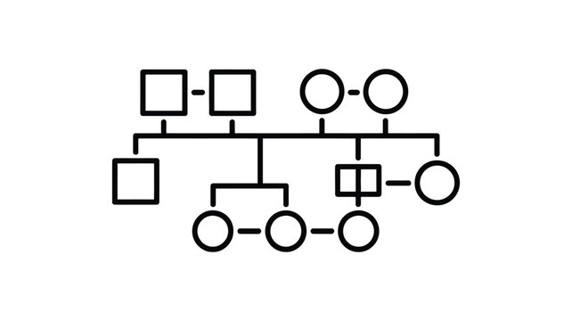 Family tree genogram diagram, genealogy chart structure, medical history and heritage research