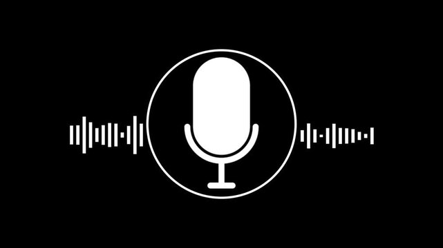 Voice recording podcast mic microphone button icon animation. neon line microphone icon