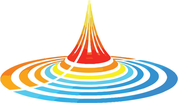 Concentric circles ripple outward from a central spire representing focused energy.