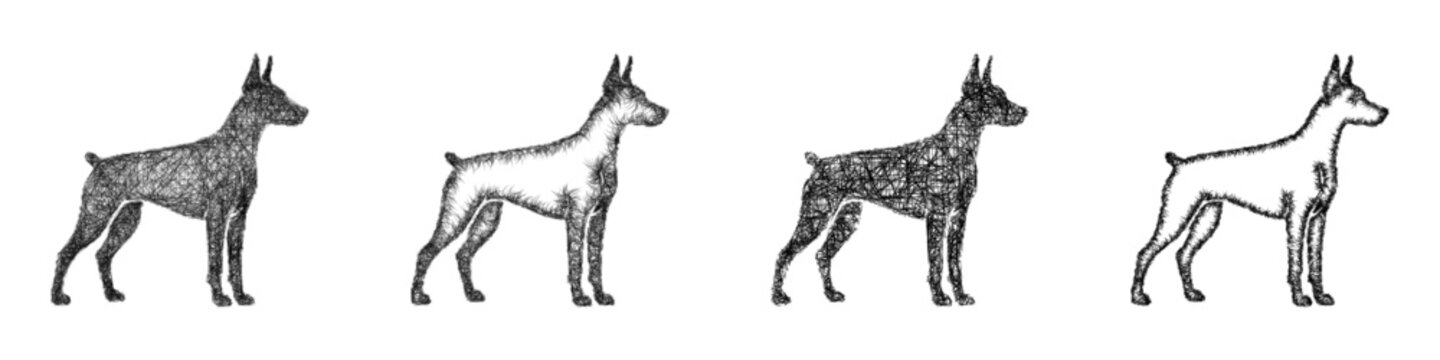 Sketch doberman icon design set