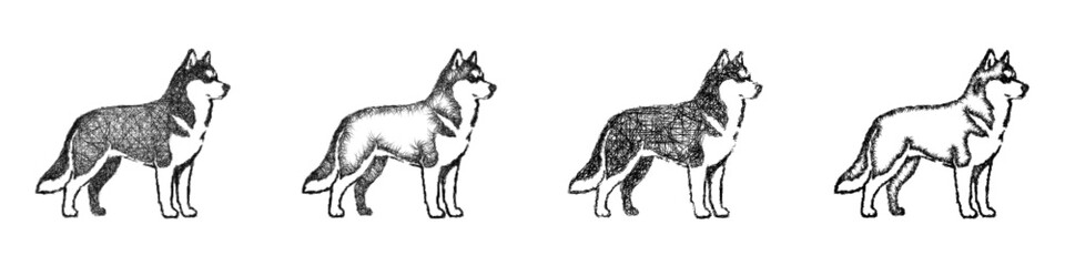 Sketch husky icon design set © David Zydd