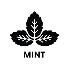 Mint leaf silhouette illustration with detailed veins on a white background high quality professional modern elegant stylish clean crisp vibrant © Bar