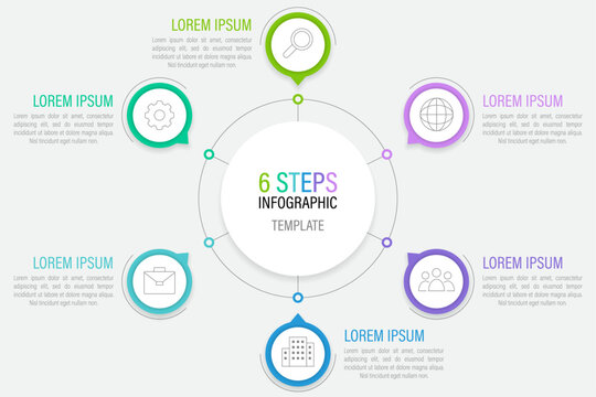 Circular infographic template divided on sections to visualize stages or processes. Advertising Pie Chart Diagram Presentation.