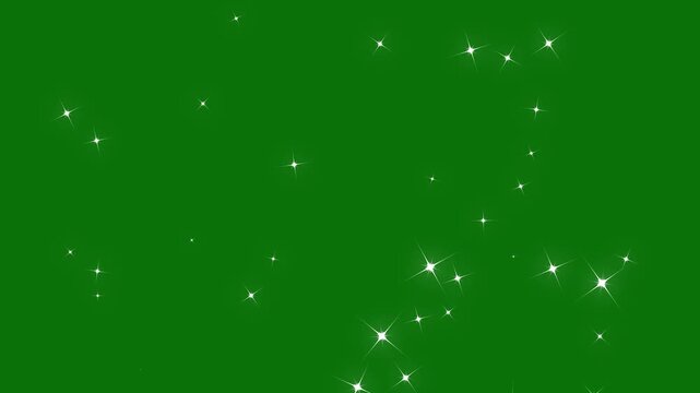 white twinkling glitter star, glowing doodle star particles animation, magic particle burst, blinking retro vector star doodles, glitter confetti trail on green screen, shining twinkle transiti