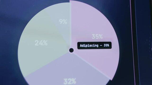 Pie chart split into 4 segments with displayed percentage share