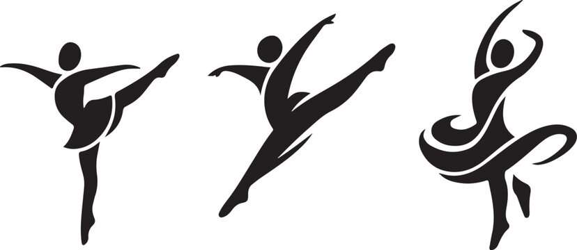 Ballet dancers performing graceful poses in silhouette.