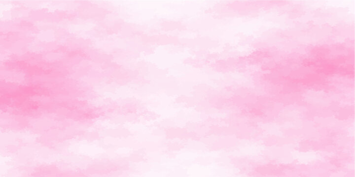 Soft pink watercolor background with white clouds vector illustration