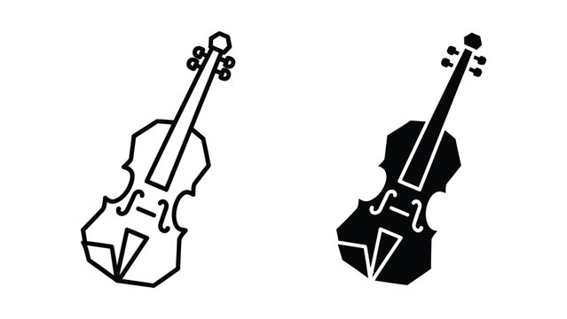 Two violins icon in contrasting black and white vector style