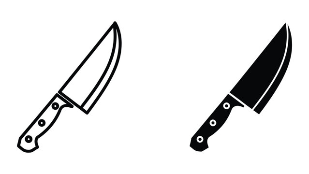 Two chef knives with black and white handles illustration