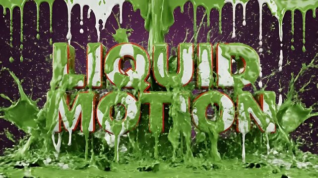 A bold ice-drip styled typographic logo reading LIQUID MOTION against a deep purple gradient