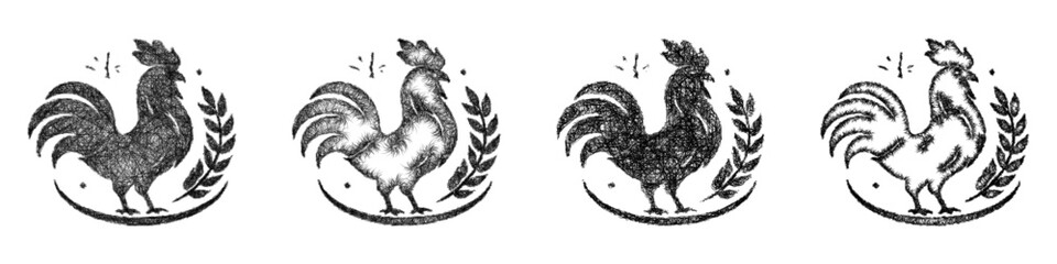 Sketch rooster logo design set © David Zydd