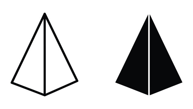 Black and white geometric pyramid shapes with outline contrast