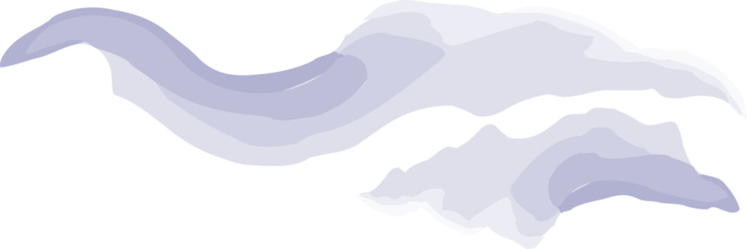 A single, graceful watercolor brush stroke in a deep purple tone. This isolated vector element showcases detailed paper texture and fluid edges, perfect for a subtle underline, an elegant logo accent
