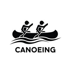 Canoeing silhouette with two rowers in a boat on water black and white graphic high quality professional detailed modern elegant © Bar