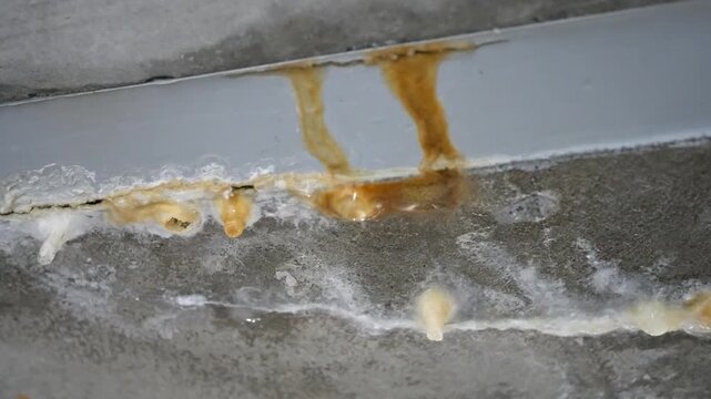 地下通路の配管から水が漏れ出す 老朽化したインフラのトラブル
Water leaking from pipe in underground passage aging infrastructure problem