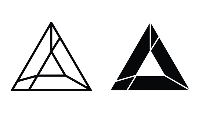 Geometric triangle divided by lines with black and white contrast design
