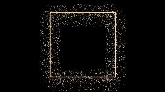 Golden particles move in a 3D space, forming different shapes. The background is dark, creating a focus on the animation. This motion graphic is visually interesting and engaging