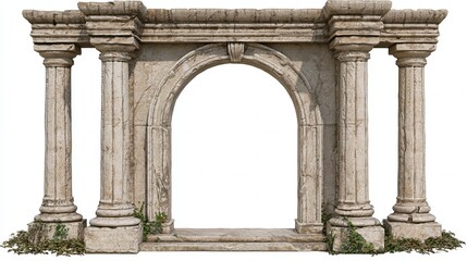 Obraz premium Ancient stone portal isolated on white