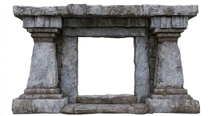 Obraz premium Ancient stone portal isolated on white