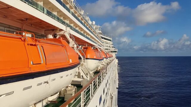 Cruise ship lifeboats.