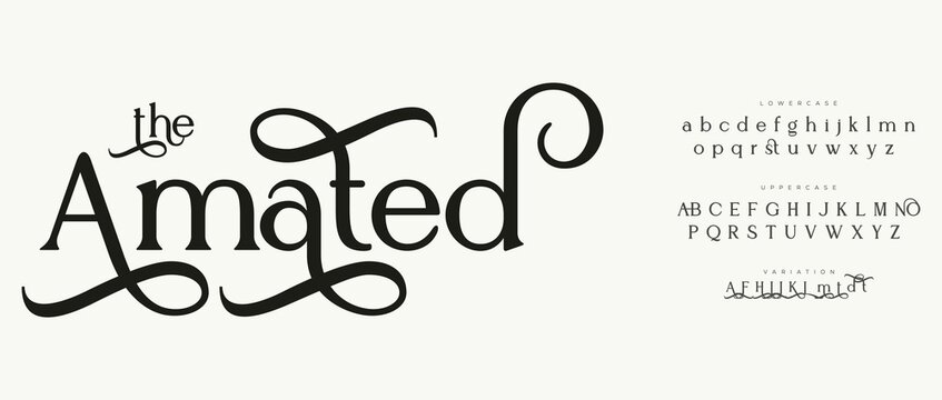 Elegant cursive script text amated