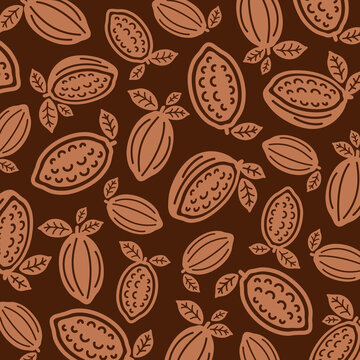 Cacao beans pattern background set. Collection icon cacao beans. Vector