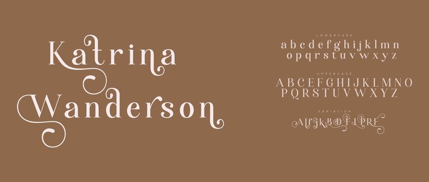 Elegant script name katrina wanderson in brown background