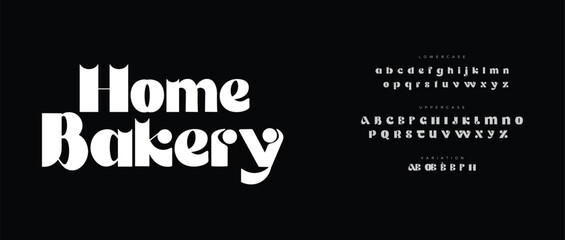 Vintage home bakery logo with alphabet characters © Font