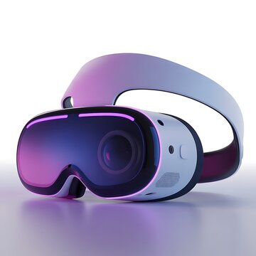  A Pro mixed reality headset with a purple-tinted front display.