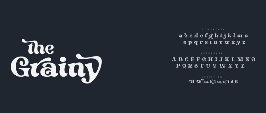 Elegant grainy display font typography with alphabet