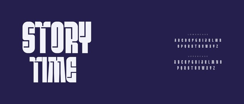 Bold retro story time text design with alphabet samples