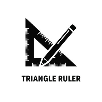 triangle ruler and pencil silhouette on a white background drafting tools graphic high quality professional detailed modern elegant stylish clean