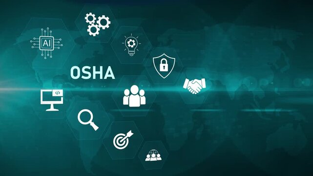 OSHA - Occupational Safety and Health Administration banner web icon for business and organization. optical lager light background