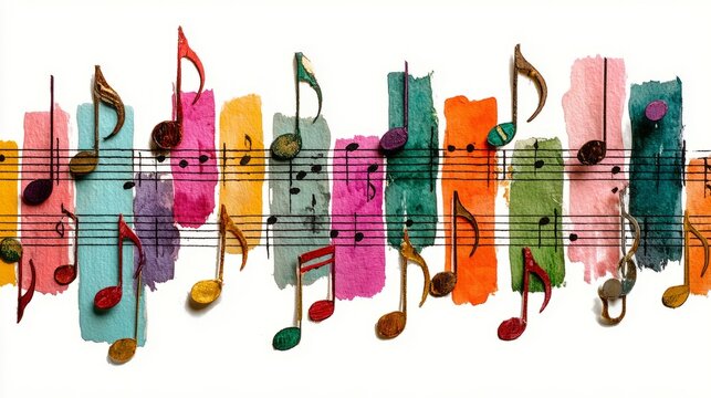 Colorful musical notes on a white background. Vector Illustration. abstract music background.