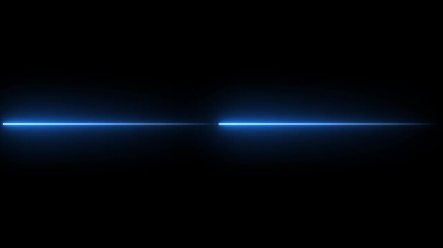 Glowing straight neon line animation on black background.