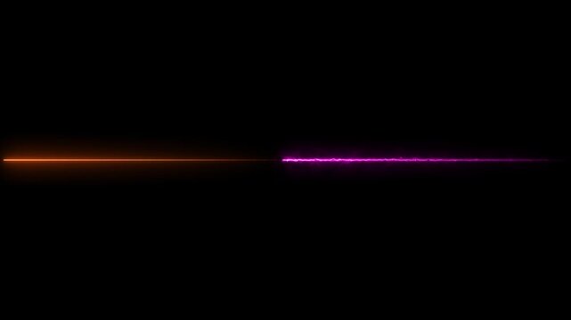 Glowing straight neon line animation on black background.