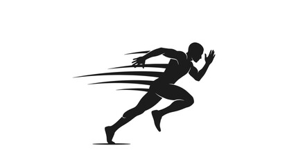 Obraz premium A silhouette of a fast runner in motion with speed lines.