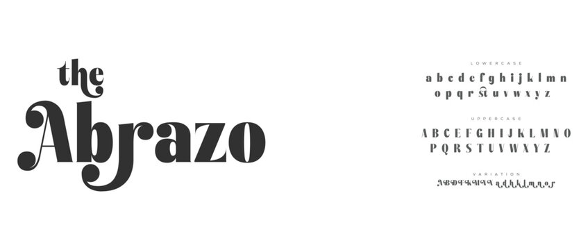 Elegant abrazo font display with alphabet samples