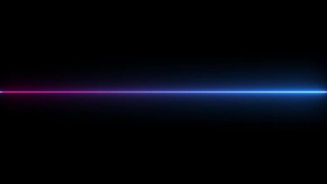 Glowing straight neon line animation on black background.