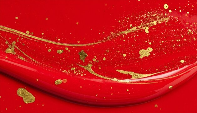 鮮やかな朱色の漆テクスチャ 金粉が輝く日本の伝統的な背景素材
Bright vermilion red urushi lacquer texture with gold particles Japanese traditional background