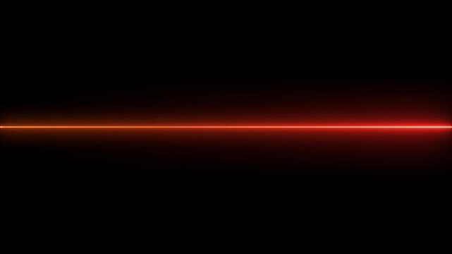 Glowing straight neon line animation on black background.